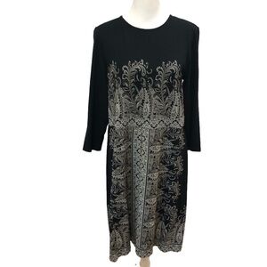 J Jill Wearever Collection black and gray knee length 3/4 sleeve dress. Size S